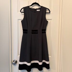 Calvin Klein Classic Sleeveless, Belted A-line Dress - Sz 8P